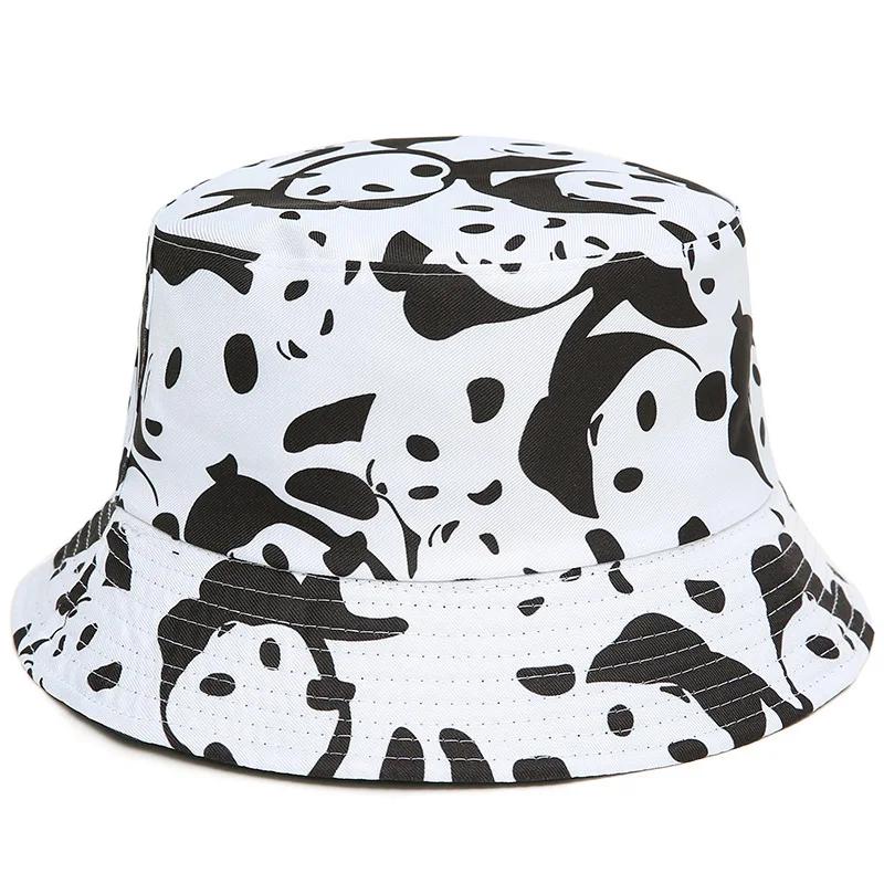 Cow Double-Sided Black and White Cow Panda Zebra Pattern Bucket Hat Women's Summer Double-Sided Hat