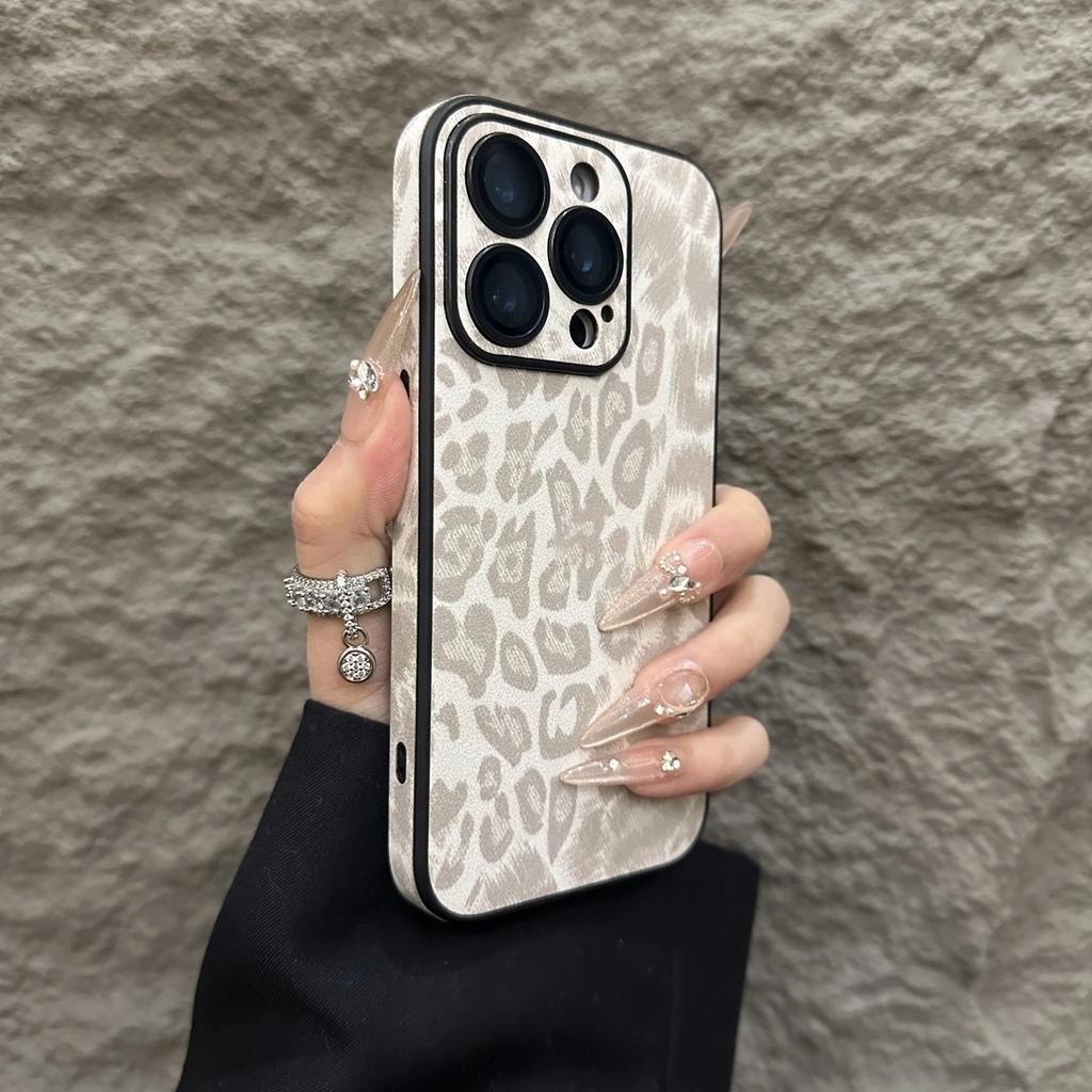 Applicable To IPhone16promax Mobile Phone Case Leather Leopard Print Apple 15 Full-pack Anti-fall 14 Protective Case High-end Feeling