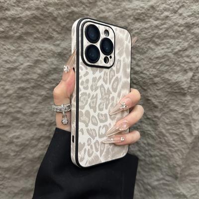 Applicable To IPhone16promax Mobile Phone Case Leather Leopard Print Apple 15 Full-pack Anti-fall 14 Protective Case High-end Feeling