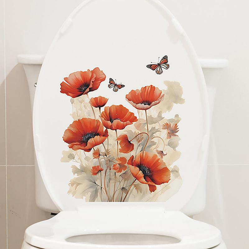 Badezimmer Toilettenaufkleber Modern Minimalistisch Blumenmuster Selbstklebende Gemälde Für Badezimmerdekorationen