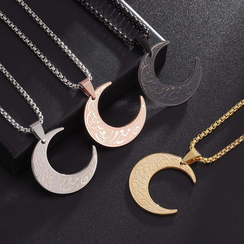 Hot Selling New Stainless Steel Personalized Text Moon Pendant In Stock