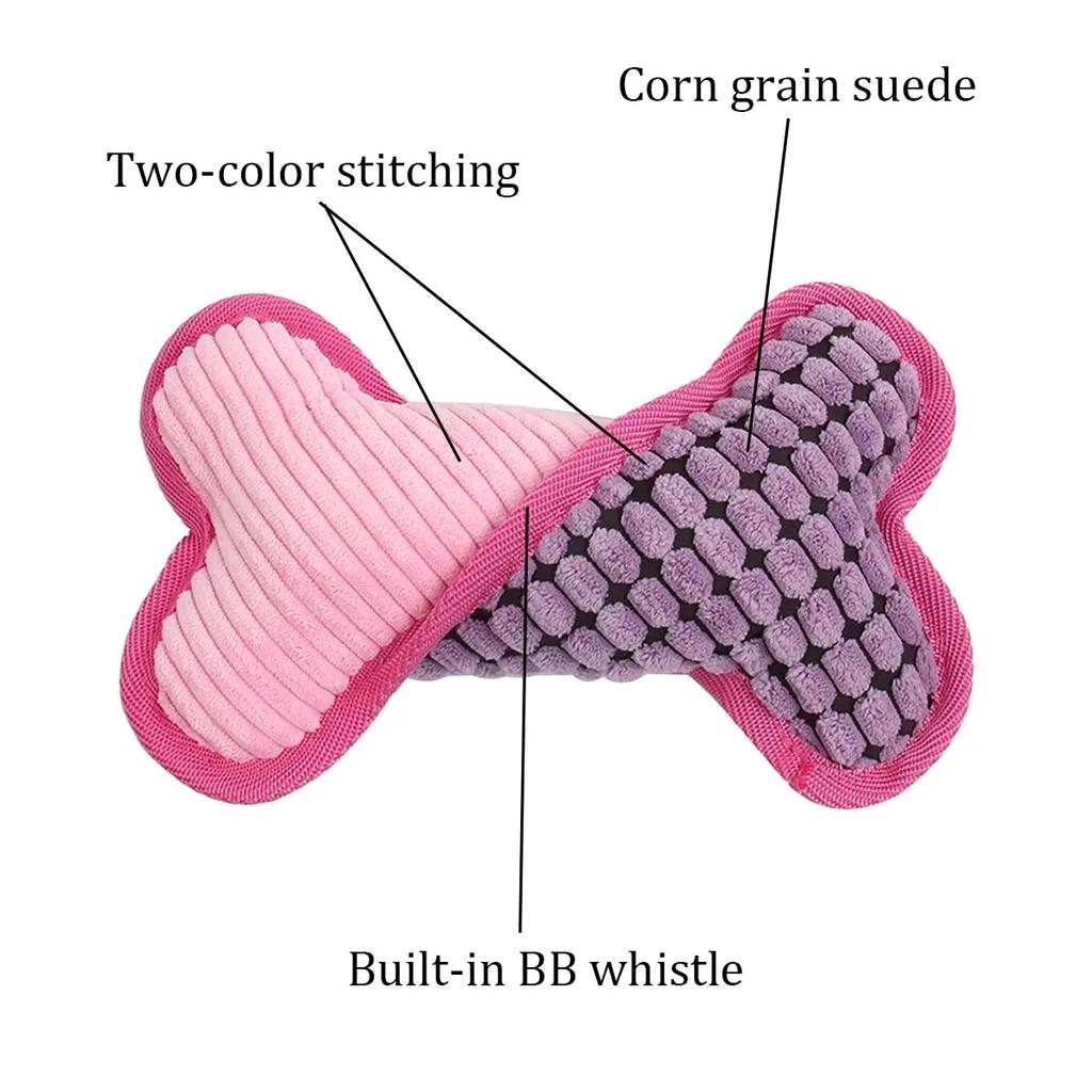 Corn Velvet Wrapped Bone Toy Plush Squeaky Bones Toys Suitable for Small Medium and Large Dogs Stuffed Toys Puppy Birthday Gifts
