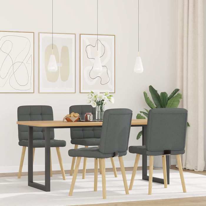 VidaXL Dining Chairs Set of 4 Dark Grey Fabric 3315192