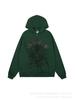 Sp5der555555 Grensoverschrijdend Velours Hoodie Trainingspak Set met Spinnenweb Print