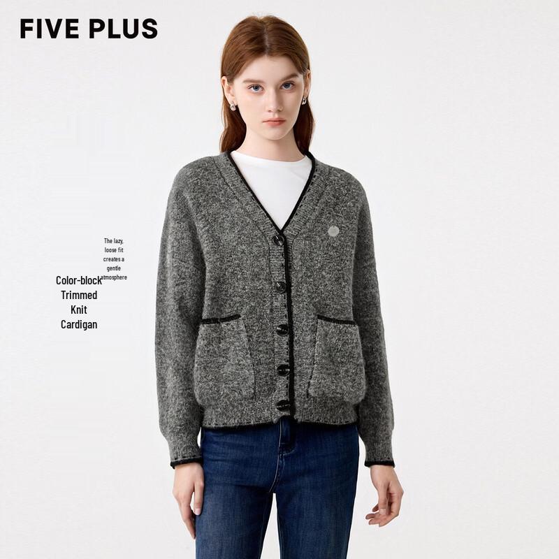 

FivePlus Women s V-Neck Ribbed Knit Cardigan F