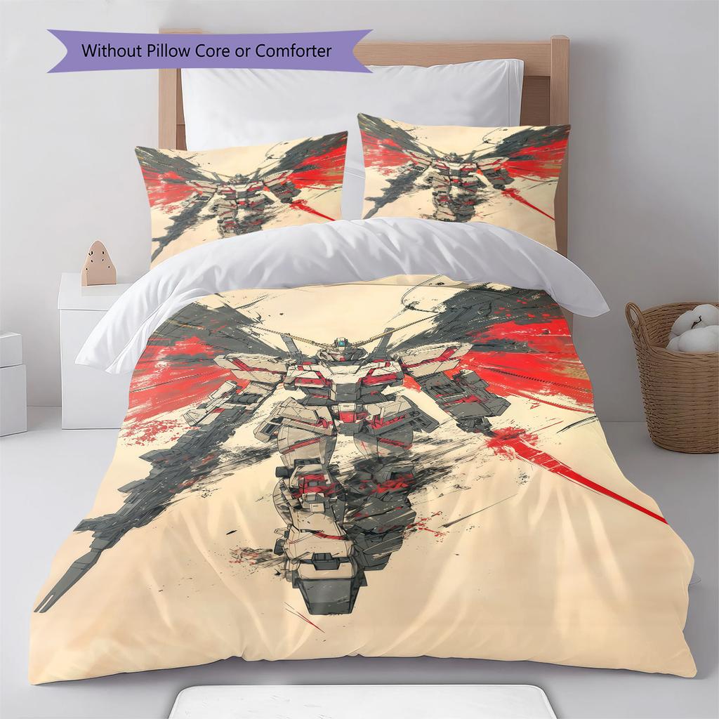 Gundam Group Battle Scene Bedding Set Anime Duvet Cover Polyester Soft Comforter Twin Queen King -QJY