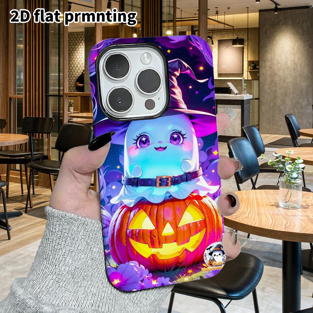 Phone Case: 2D Flat Design Suitable for iPhone 18 17 16 15 14 13 Pro Film Protective Case, Couple Style, Ghost Little Witch, Christmas and Halloween G