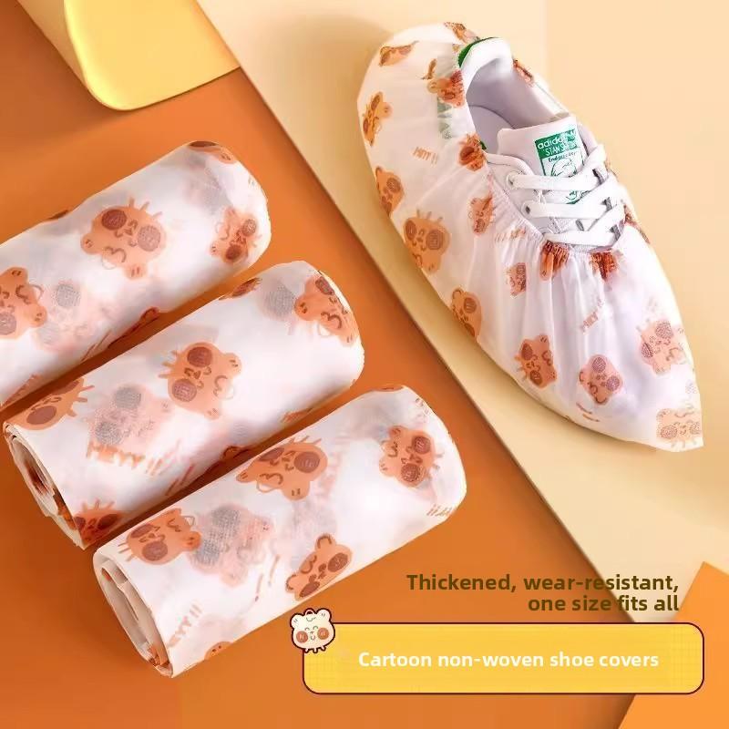 Copriscarpe Monouso Cartoni Animati Stampati Ispessiti Domestici Antiscivolo Comodi Resistenti all'Usura