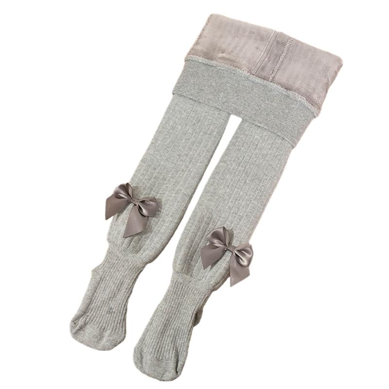 Baby Mädchen Strumpfhose Warm und Weich Kinder Thermo Leggings Einfarbig Schleifchen Dekor Strumpfhose für Kalte Jahreszeiten