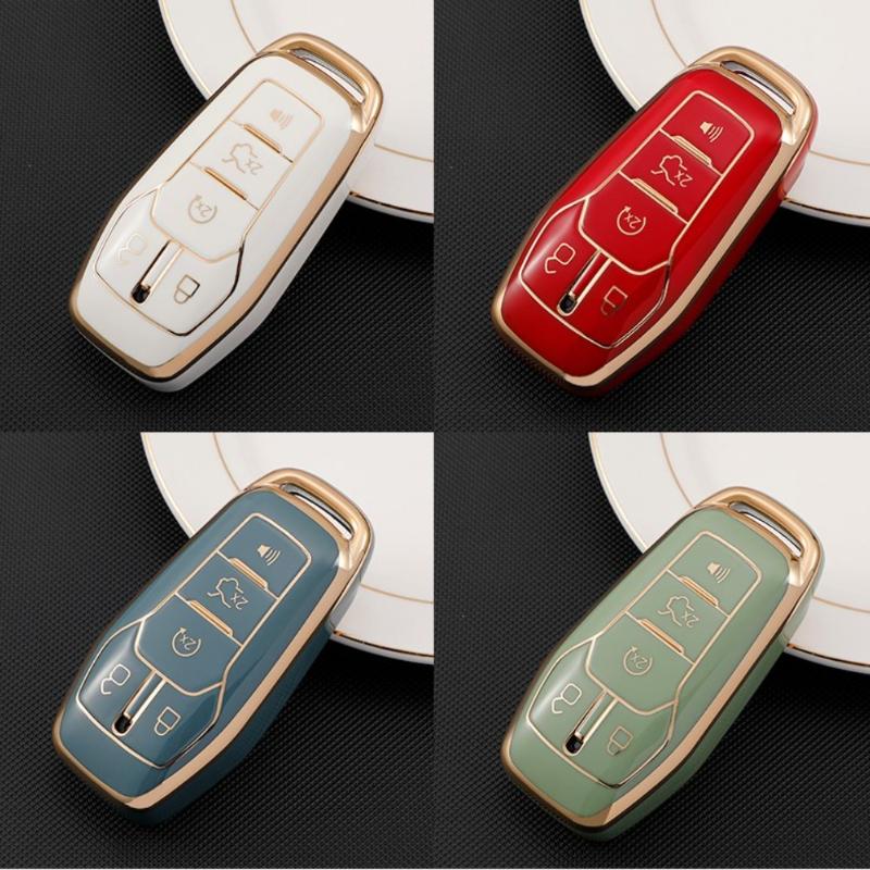 Car Key Cover Case for Ford Fusion Mondeo Mustang F-150 Explorer Edge 2015 2016 2017 2018 Car Styling Key Protection Keychain