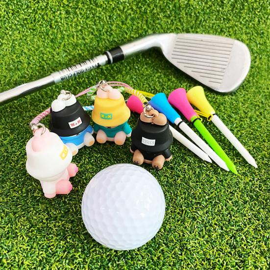 Anti Lost Golf Tee Hanger with Tee Colorful Cartoon Plastic Tee Hoop Ring with Strap Golf Accessories for Men Women Golfer Gifts