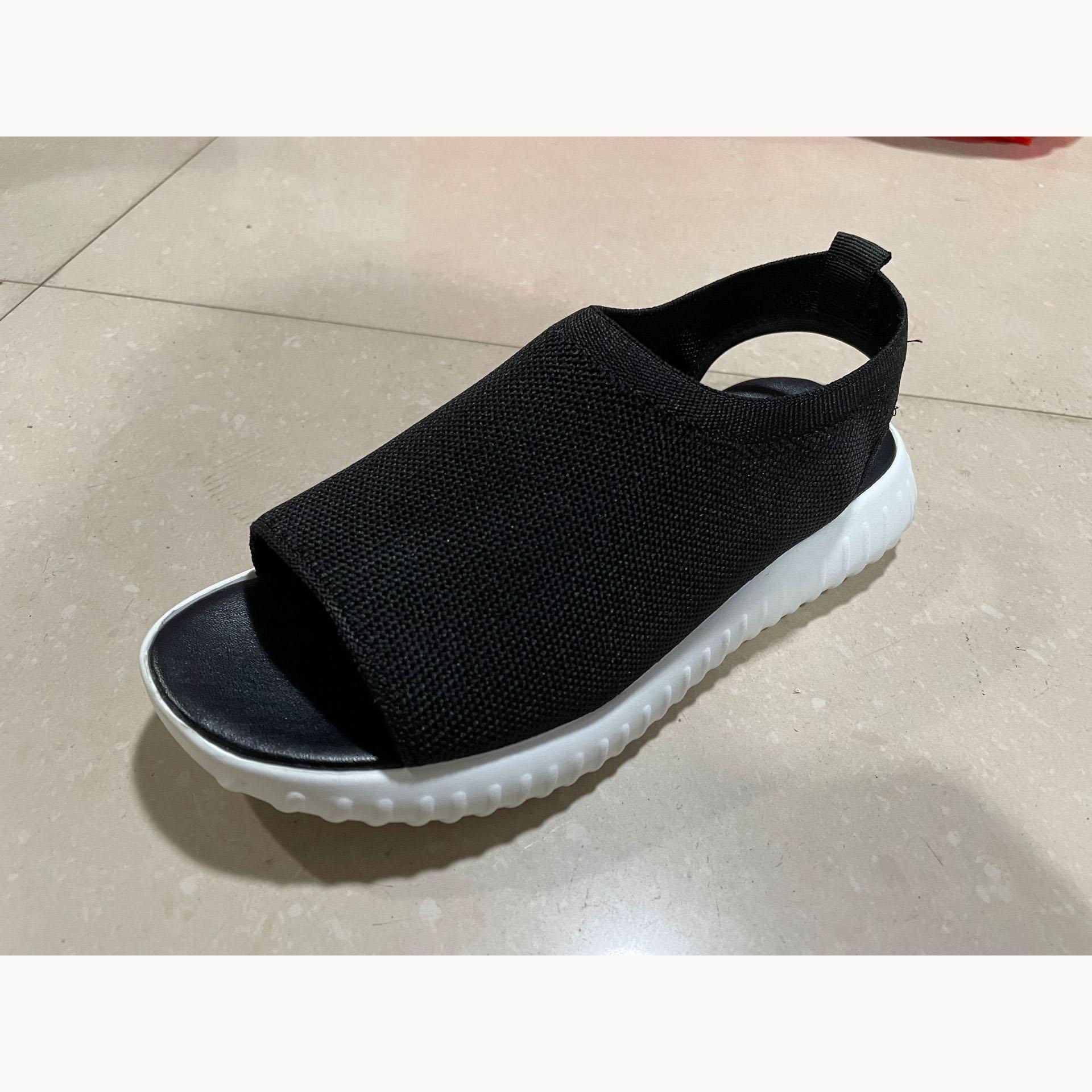 

Женская летняя повседневная обувь 2025 года, легкие спортивные сандалии Fish Mouth Mesh, женские сандалии большого размера One-step 43 чёрный