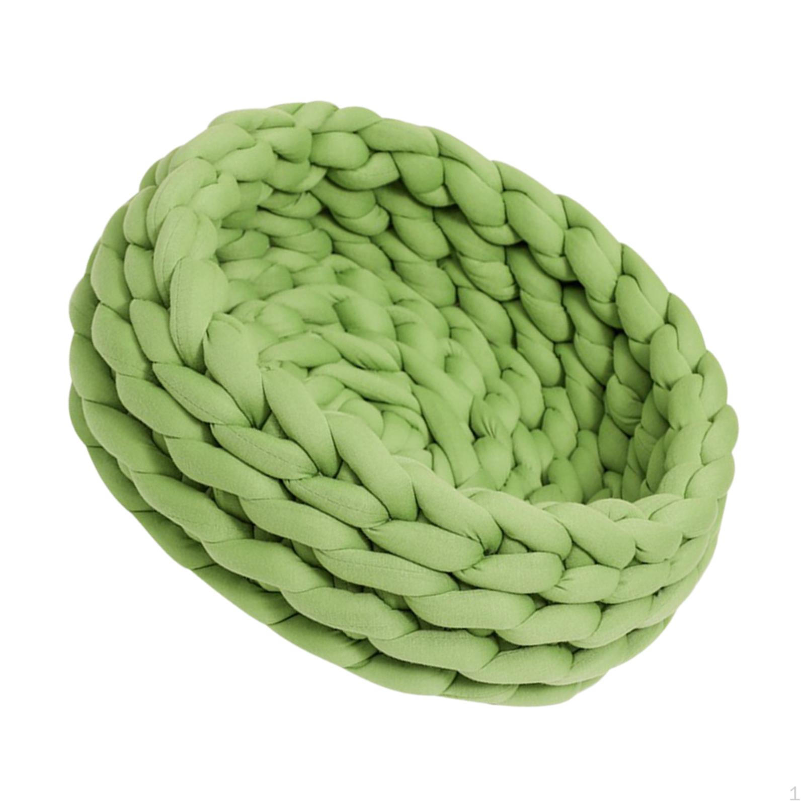 

Хлопковая вязаная корзина для кровати для кошек, мягкая портативная теплая уютная моющаяся корзина для домашних животных и маленьких собак, которую можно стирать для кроликов Green 50cm