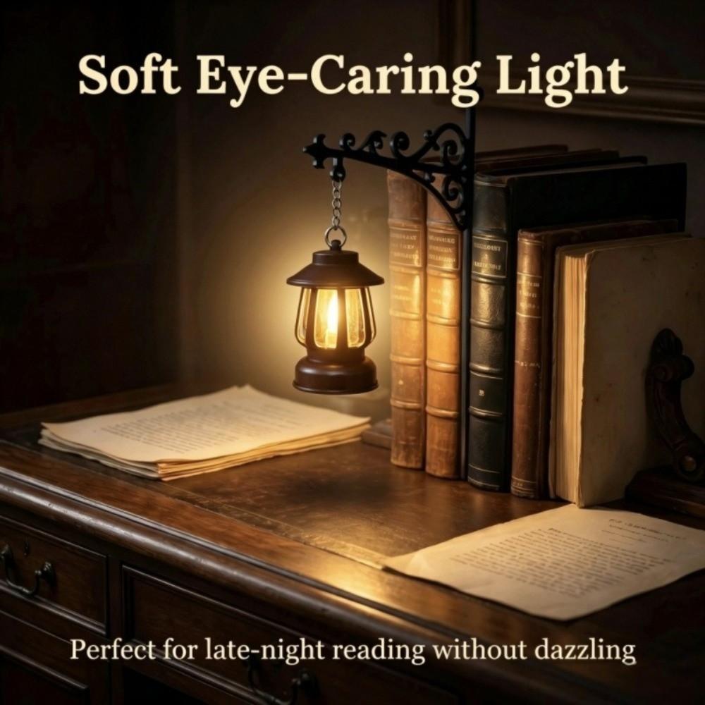 Metal Bookshelf Lantern Light Warm Yellow Bookshelf Ghost Light Library Reading Lamp Reading