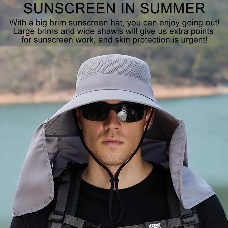 KoKossi Summer Sun Hat UV Protection Wide Brim Fisherman Hat Fishing Mountain Travel Hunting Outdoor Cap Removable Visor