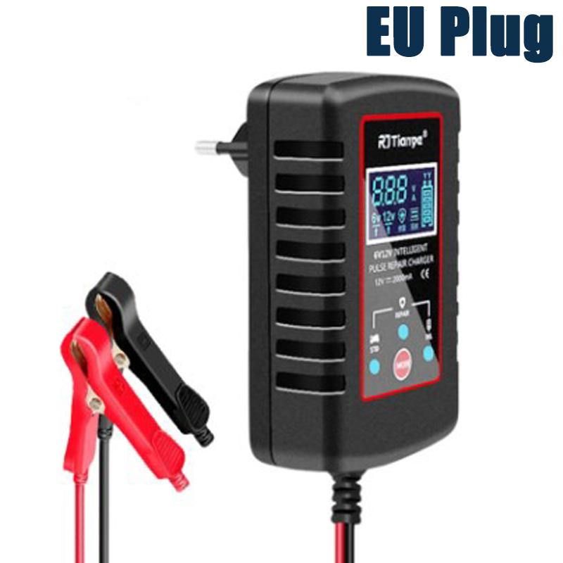 EAFC 12V 6V Motorcycle Car Battery Charger 2A Fully Automatic Lead Acid Battery Charger Mini Motorcycle Toy Battery Charger EU Plug