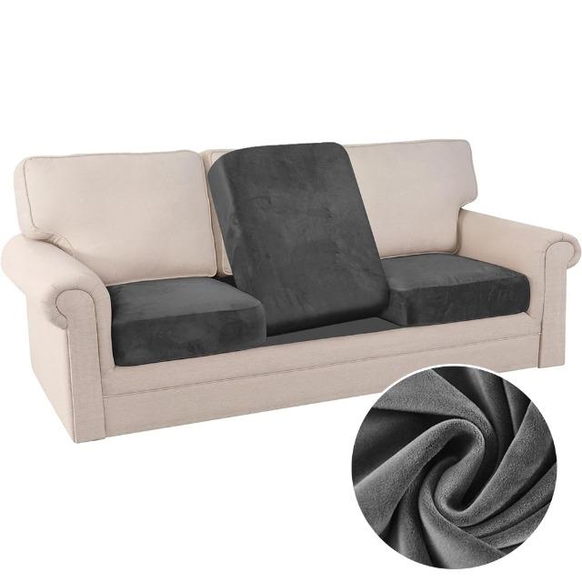 Velvet Soft Sofa Seat Covers Pure Elastic L-shaped Cushion Cover Dustproof for Home Living Room Office Hotel Washable Anti-dirty