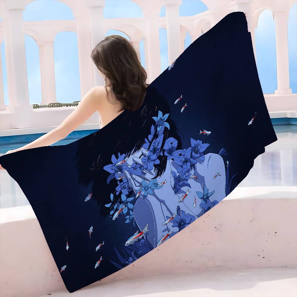 Japanese horror movie P-perfect B-blue Microfiber Blanket Quick Drying Beach Towels Oversized Printing Super Absorbent Towel