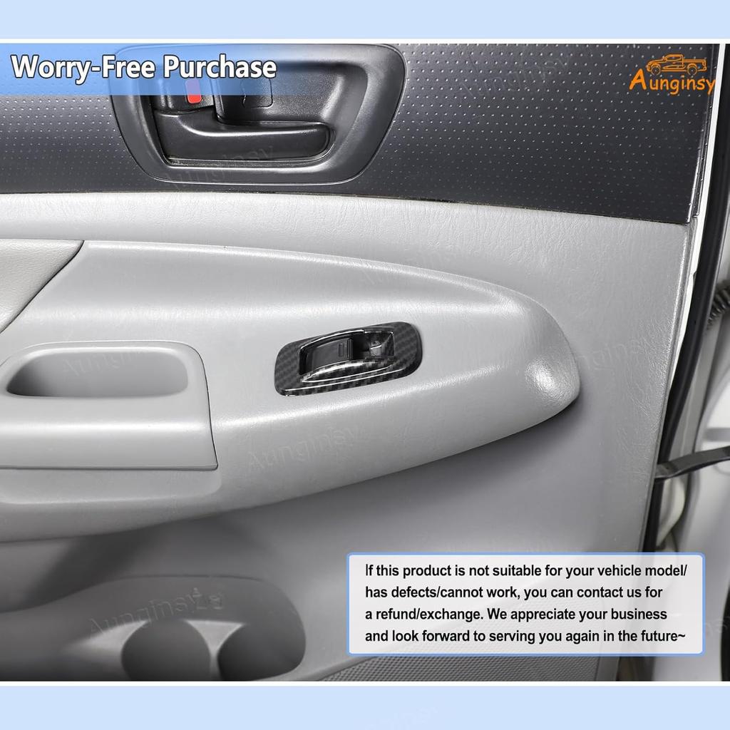 Aunginsy Car Door Window Glass Lift Button Panel Trim Cover Compatible with Toyota Tacoma 2012-2015, Front and Rear 4Pcs Doors Armrest Window Control