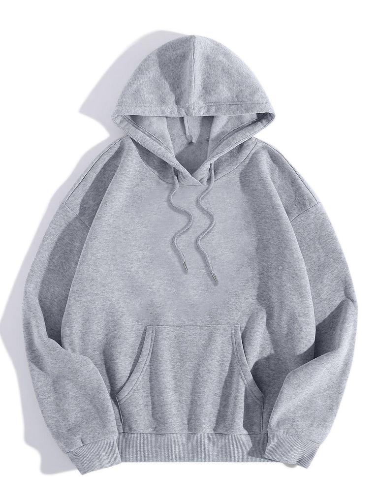 2023 Autumn/Winter Fleece-Lined Thick Hoodie - Unisex European/American Loose Fit, Plain Color.
