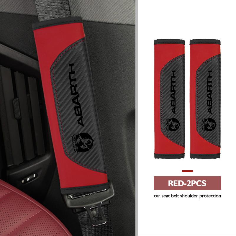 For Abarth Car Seat Shoulder Belt Cover Safety Belt Protector Pad Auto Interior Accessories FIAT 500 FR 500X Grande Punto Tipo