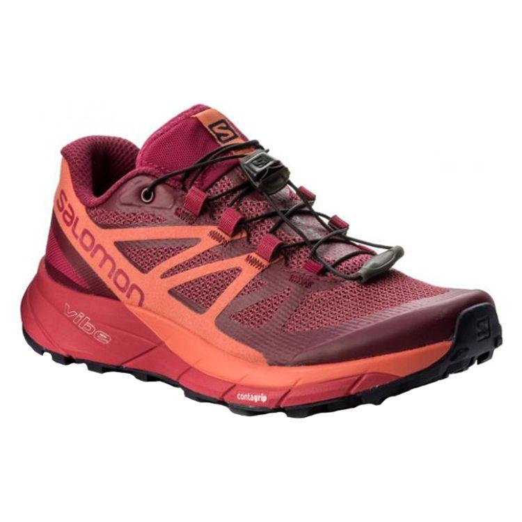 Salomon Sense Ride 4 Non-Slip Durable Breathable Low-Top Outdoor Functional Shoes Women Shoes Red Orange 398486