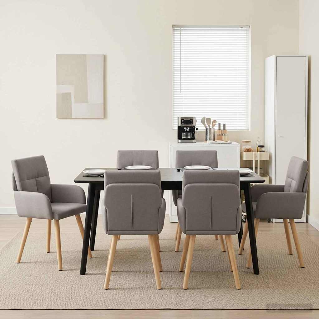 Dining Chairs 6 Pcs Fabric Taupe 60 X 56 X 96 Cm