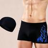 Men's Large Swim Trunks with Anti-Embarrassment Cap & Goggles - Professional Three-Piece Swimwear Set