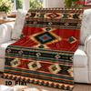 1pc, Flannel Blanket with Traditional Southwestern Geometric Pattern, Flannel Blanket with Rustic Farmhouse Aztec Illustration, Throw Blanket with Ric