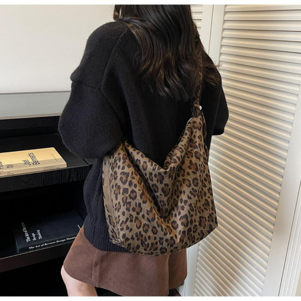 2025 Autumn Leopard Shoulder Bags Suedu Luxury Shoulder Crossbody Bags Large Capacity Travel Commuting Handbags