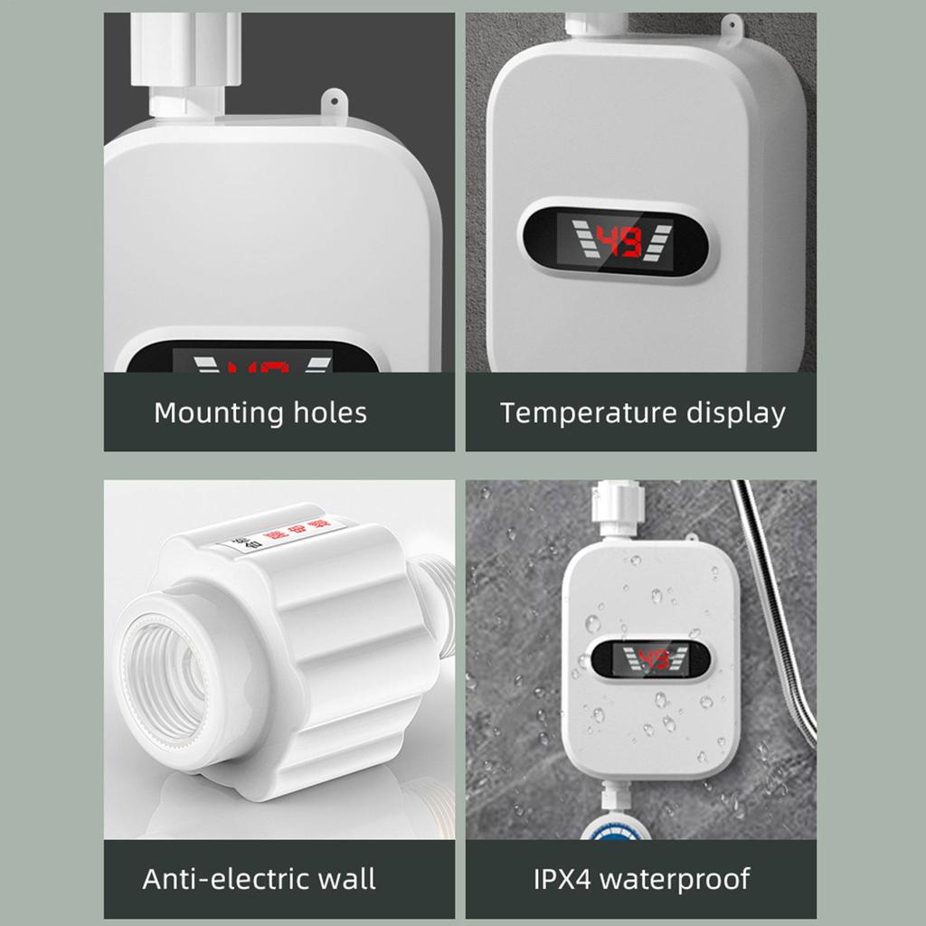 Eu Type 3500W Hot Water Heater Shower Instant Shower Heating Kit Electric Hot Water Heating Set For Bathroom Shower Room