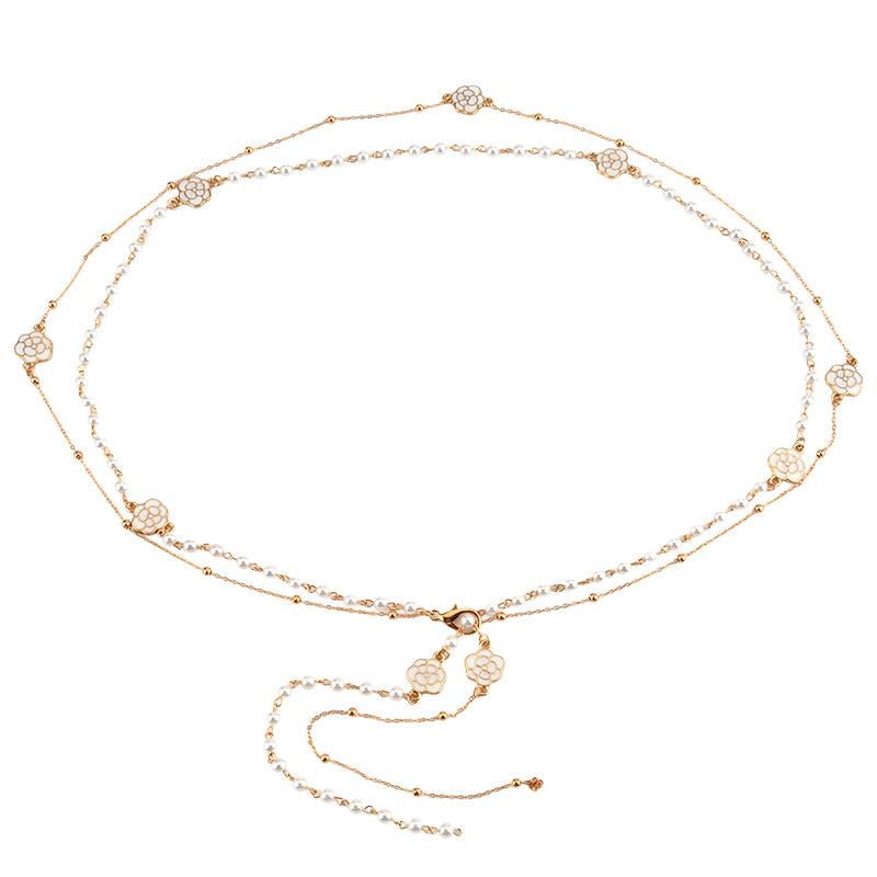 

Европейские и американские аксессуары для платья «Роза» Цепочка Женская Элегантная Высококлассная Металлическая Жемчужная Цепочка для тела Женская