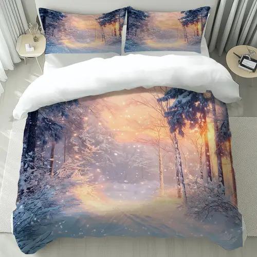 Comforter Snow Mountain Snow Mountain Background Skiing Theme Suitable For Children Kids Adults Warm Breathable