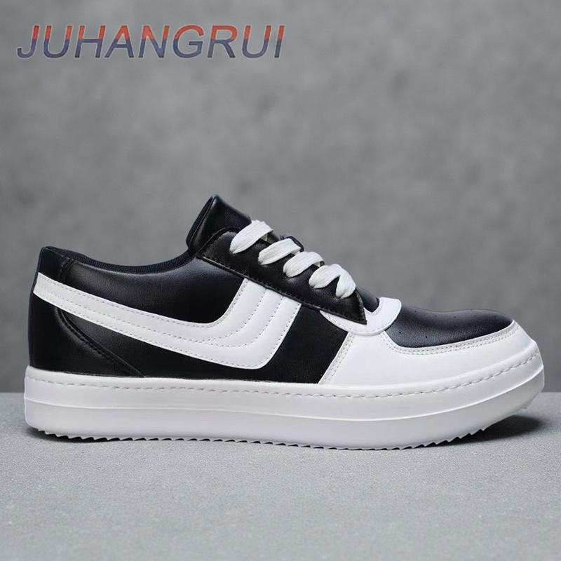 

Mens Sneakers Comfortable Breathable Board Shoes Round Toe Thick Sole Flat Heel Lace Up Cozy Casual Leather Shoes Sports Shoes 39
