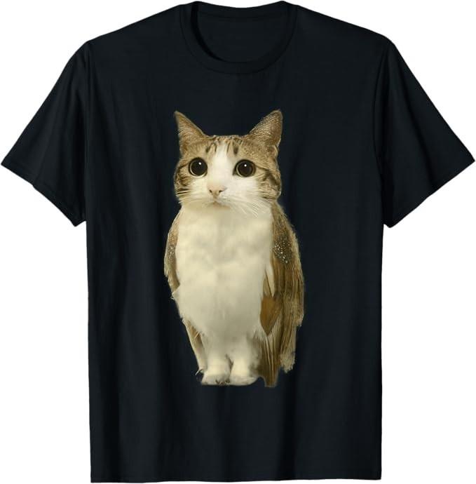 Cat Owl Cursed Internet Funny Brainrot Meowl Meme T-Shirt XXXXL