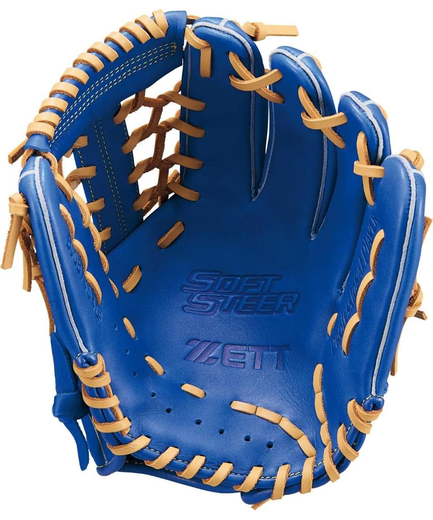 ZETT Youth Baseball Soft R Brown Size BJGB74540F Glove, Steer, All-Around, Blue/P (2532), L,