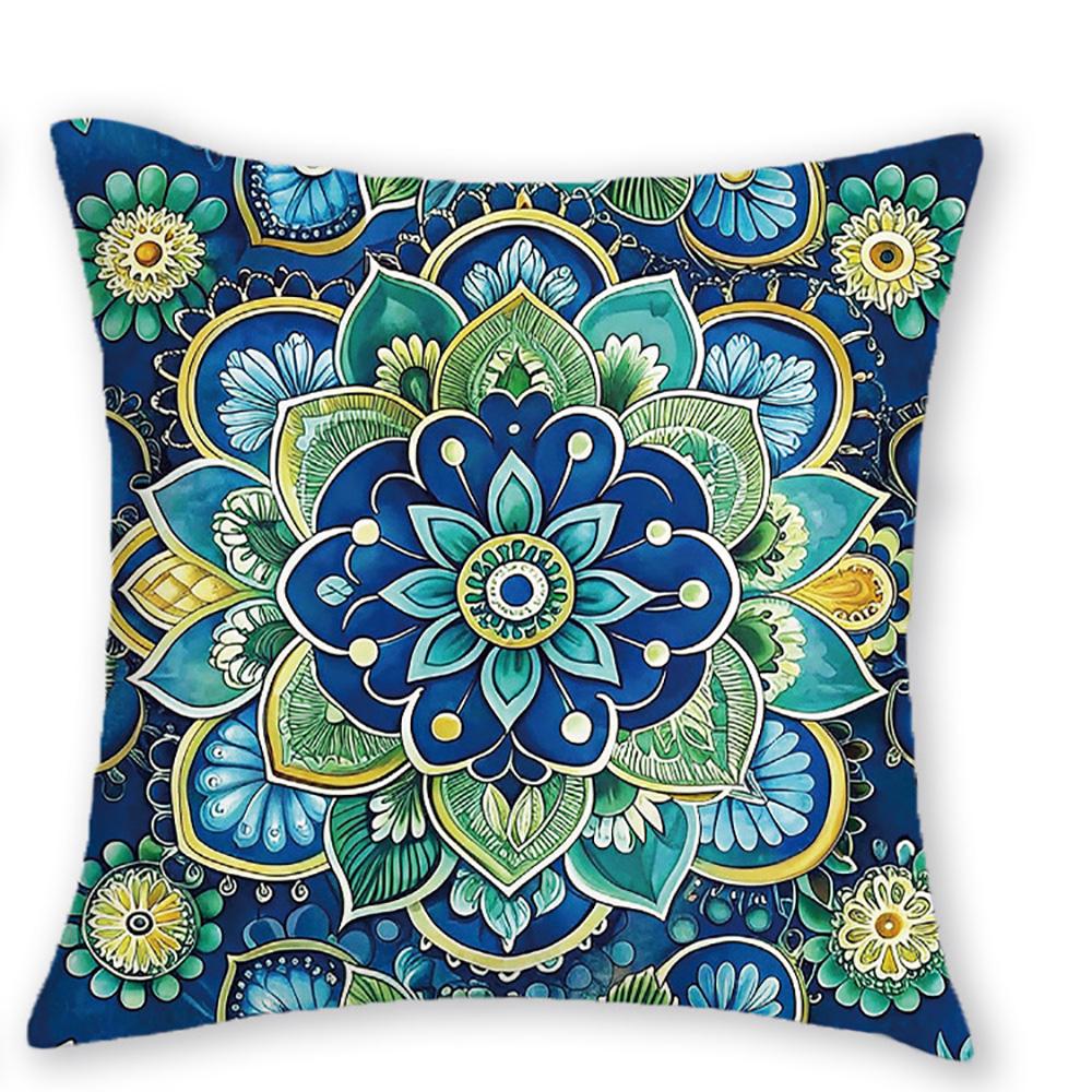 

1/4pcs Blue Floral Patterned Pillow Covers Sofa cushion cover home bedroom room decoration 45x45cm-1pcs