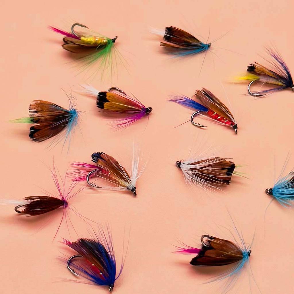 24Pcs/Box-Dry Fly/Handcrafted Mixed Colors Moth Bait Fly Fishing Kit for Trout Bass Salmon (Butterfly) Material Artificial Feather&Rayon