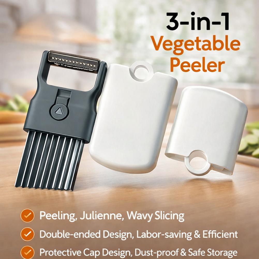 3-in-1 Multifunctional Vegetable Peeler Fruit Peeler Julienne Crinkle Cutter for Potato Carrot No-Exposed Wavy Slicer for Potato7