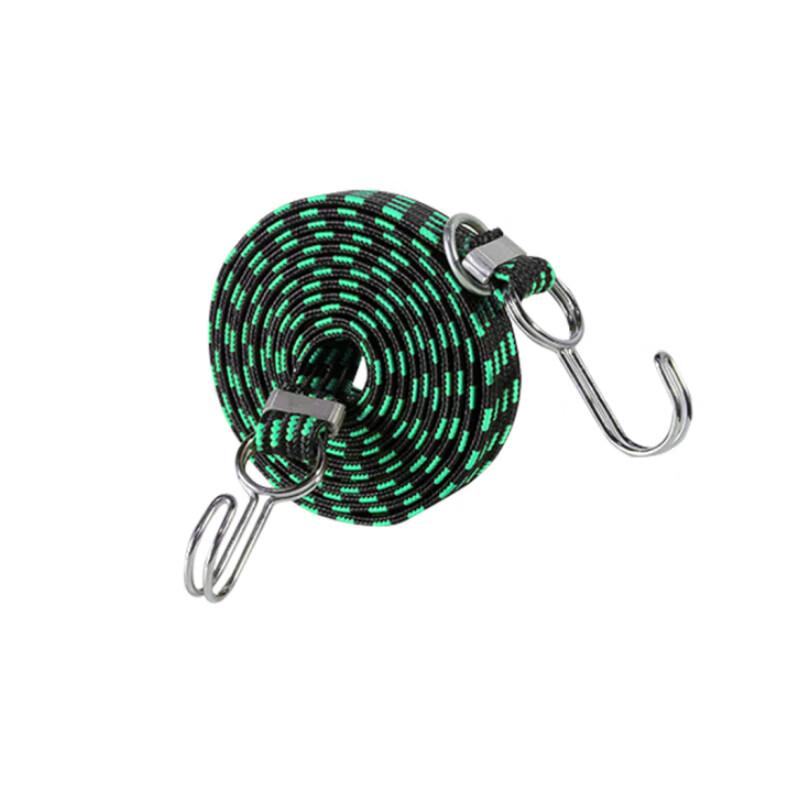 Multi-Purpose Elastic Bungee Cord with Hooks Green Black