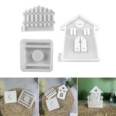 House Candstick Molds House Shaped Tealight Holder Molds with Base for DIY Candstick Candle Holder Home Decorations