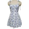 2025 Summer Floral Print Spaghetti Strap Dress – Square Neck, Gentle Style, Short Skirt