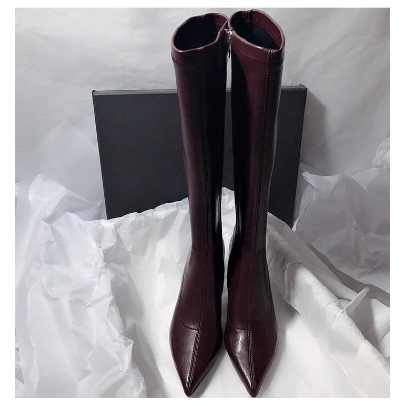 New Style High Heel Women High Boots Suede Pointed Toe Elegant Knee High Shoes Woman Trend Fashion Sexy Pumps Party Luxury Boots