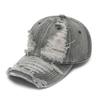American-style Retro Denim Baseball Cap, Men's and Women's Version, Distressed Washed, with Worn-out Holes On the Brim.