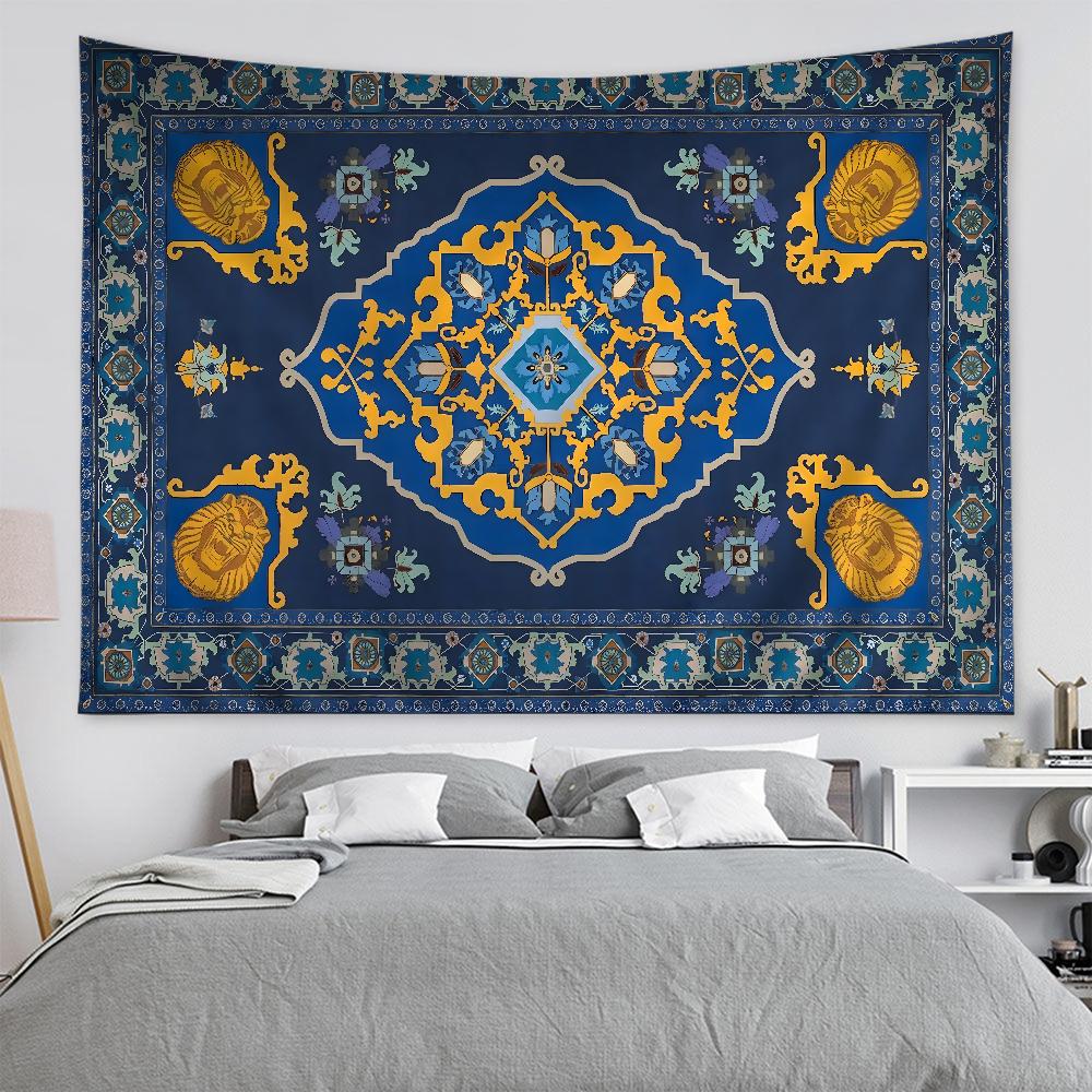 Retro Mandala Tapestry Bohemian Style Wall Art Polyester Print for Luxury Home Interior Decor