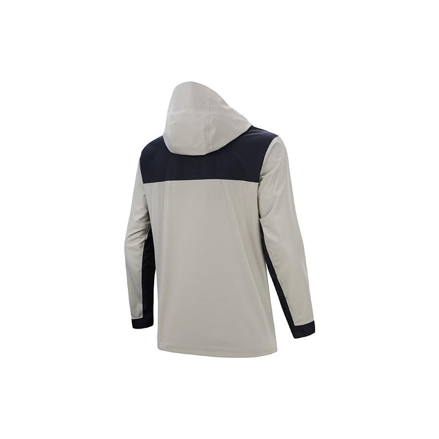 Anta Color Block Water Shell Zipper Hooded Long Sleeve Jacket Men Jackets Mica 952337605-2