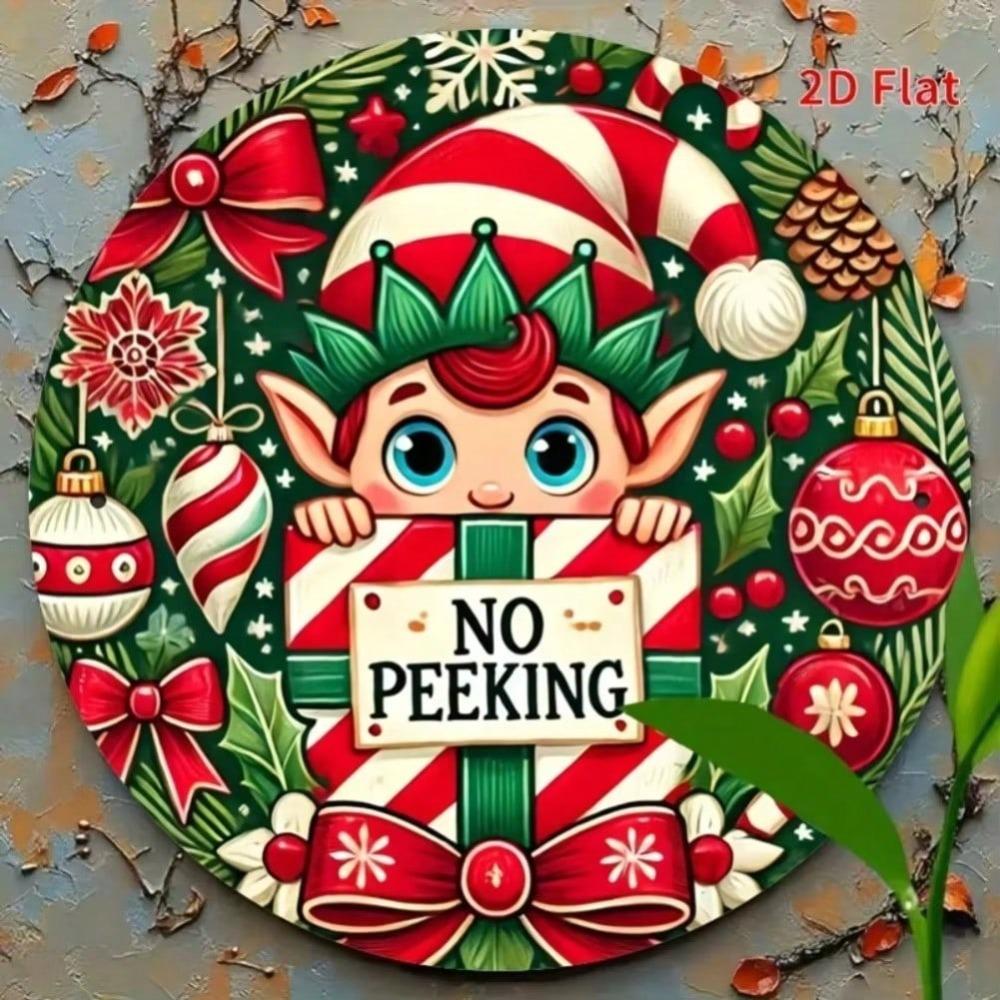 Metal Wall Art See-No-Evil Elf Holiday Sign Festive Ornaments Decor