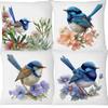 Australian Splendid Fairy Wren Bird Watercolor Painting Cushion Covers Sofa Decorative Pillowcase