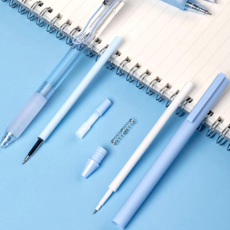 6pcs Gel Pen and Marker Pen Set Retractable Black Ink 0.5mm Ballpoint Pen School Student Office Stationery Supplies