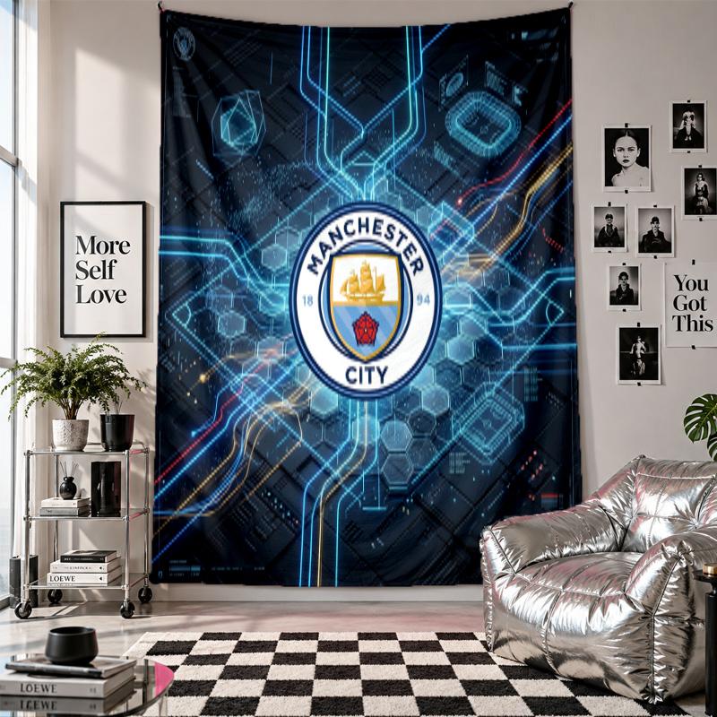 Arazzo da parete Manchester City Decorazione per la casa Tessuto da appendere a parete per camera da letto Soggiorno Sfondo